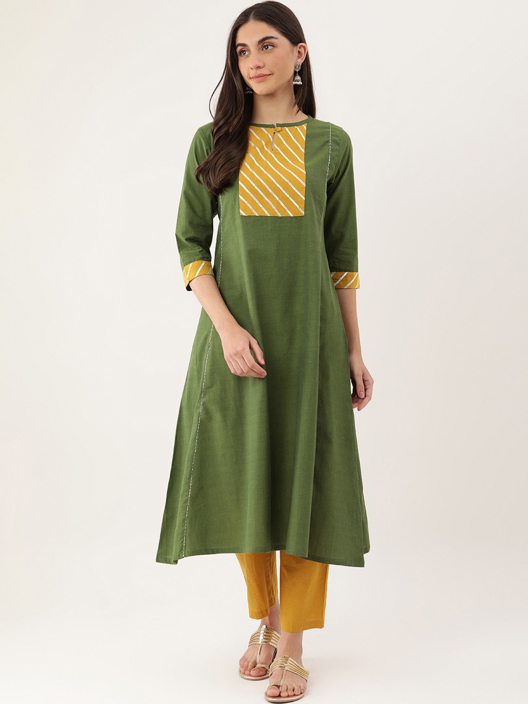 

Lokatita Women Gota Patti Yoke Design Kurta, Green