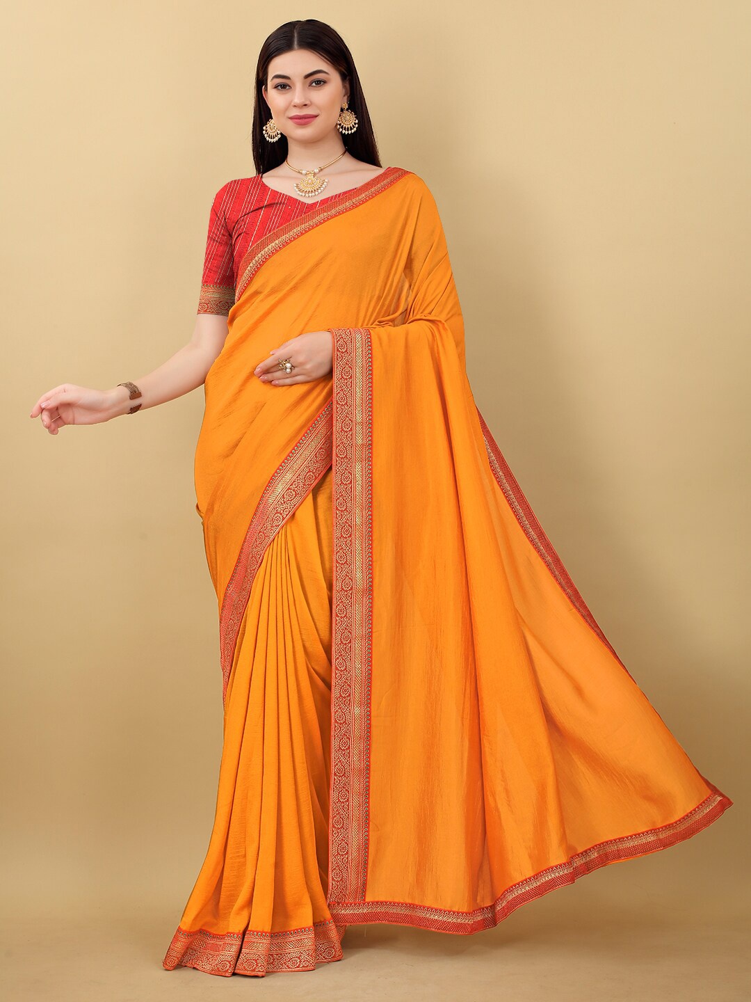 

KALINI Silk Blend Banarasi Saree, Yellow