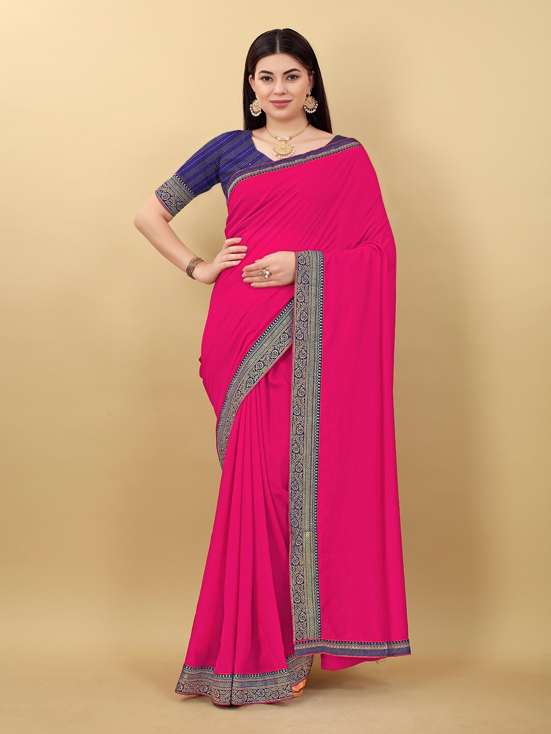 

KALINI Woven Design Saree, Pink