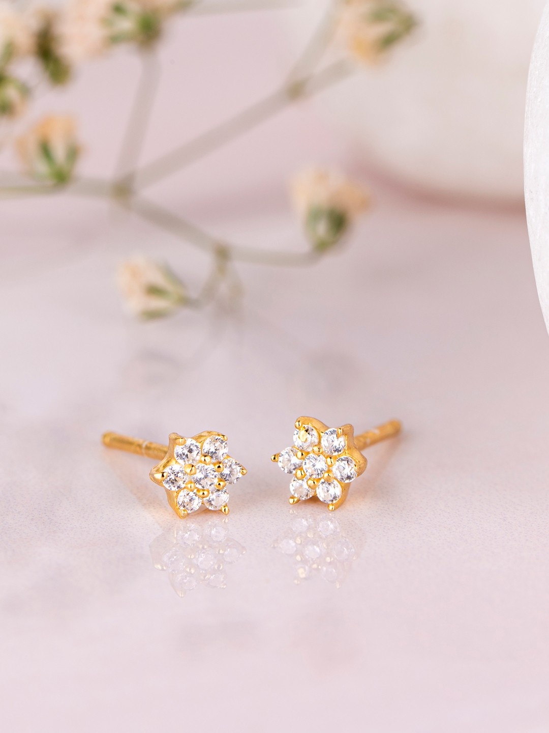 

Zavya Gold-Toned Floral Studs Earrings