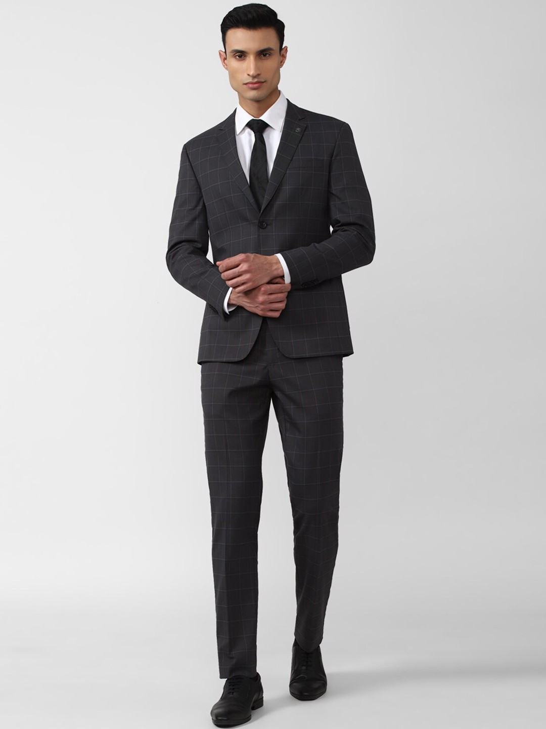 

Peter England Elite Men Checked Single-Breasted Slim-Fit 2-Piece Formal Suit, Grey