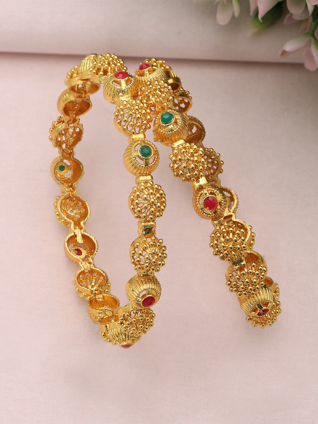 

AccessHer Women Set Of 2 Gold-Plated Bangles