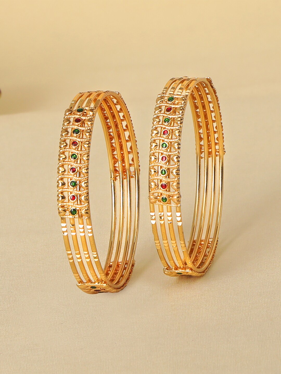 

AccessHer Women Set Of 2 Gold-Plated Traditional Bangles