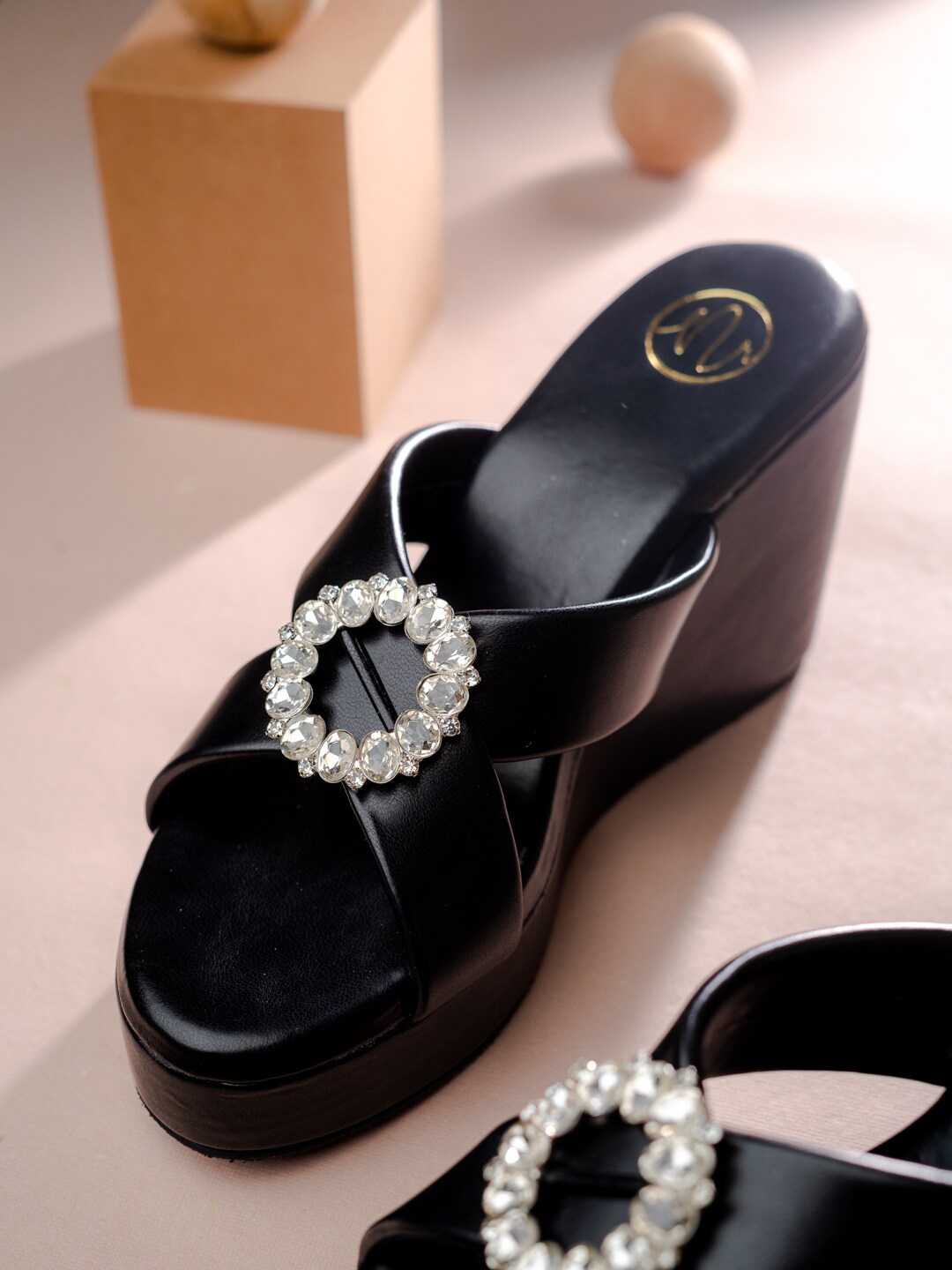 

NR By Nidhi Rathi Embellished Wedge Heels, Black