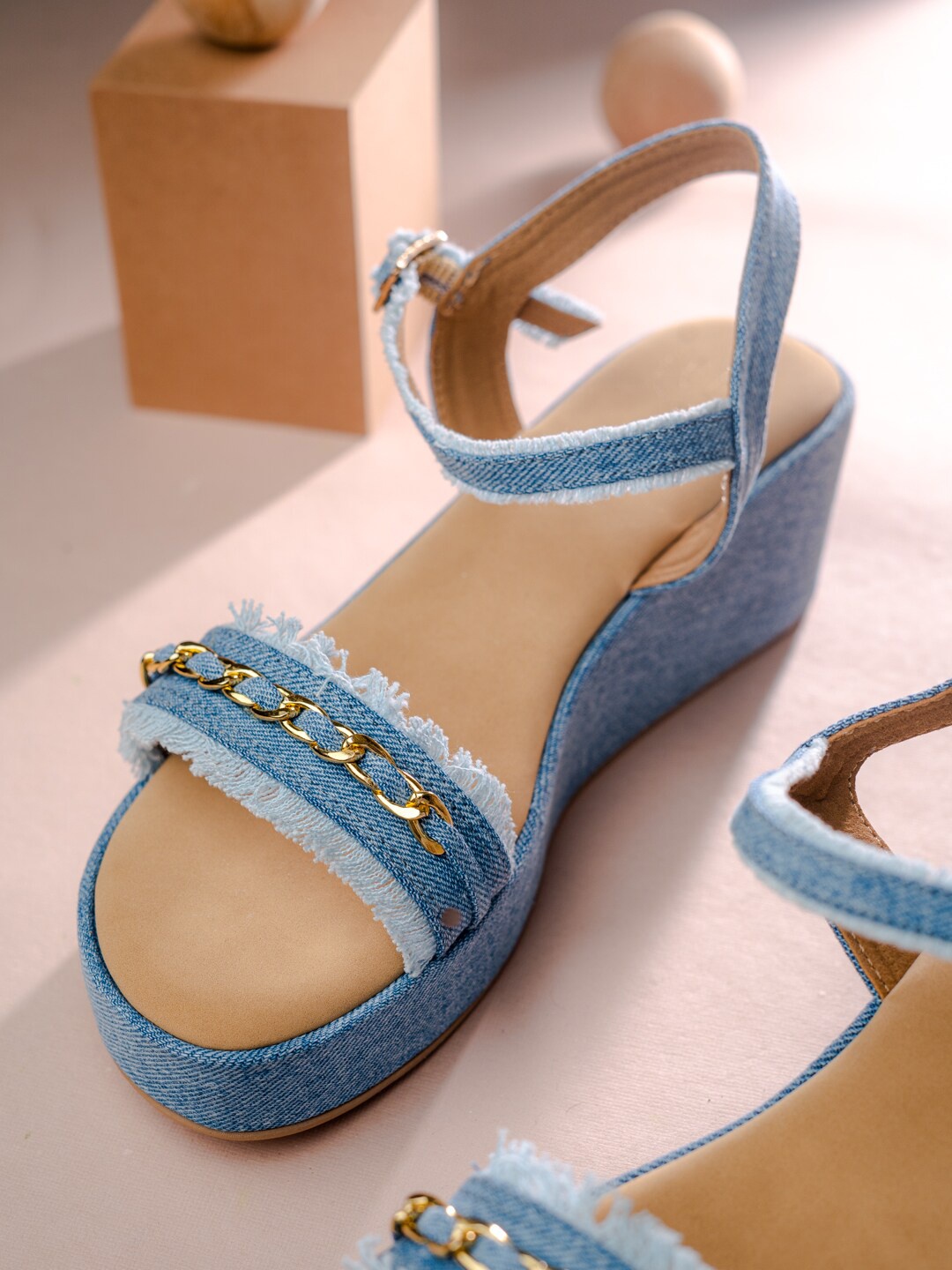 

NR By Nidhi Rathi Wedge Heels with Buckles, Blue