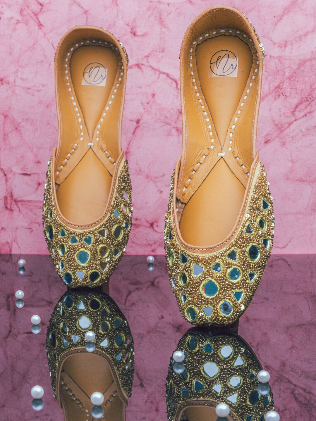 

NR By Nidhi Rathi Women Ethnic Mojaris Flats, Gold