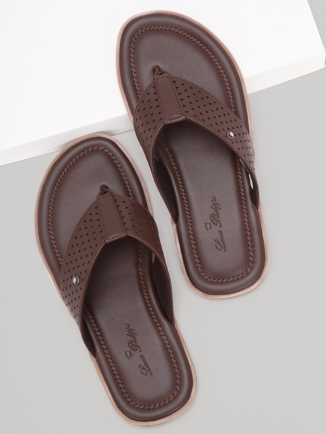

Louis Philippe Men Leather Comfort Sandals, Brown