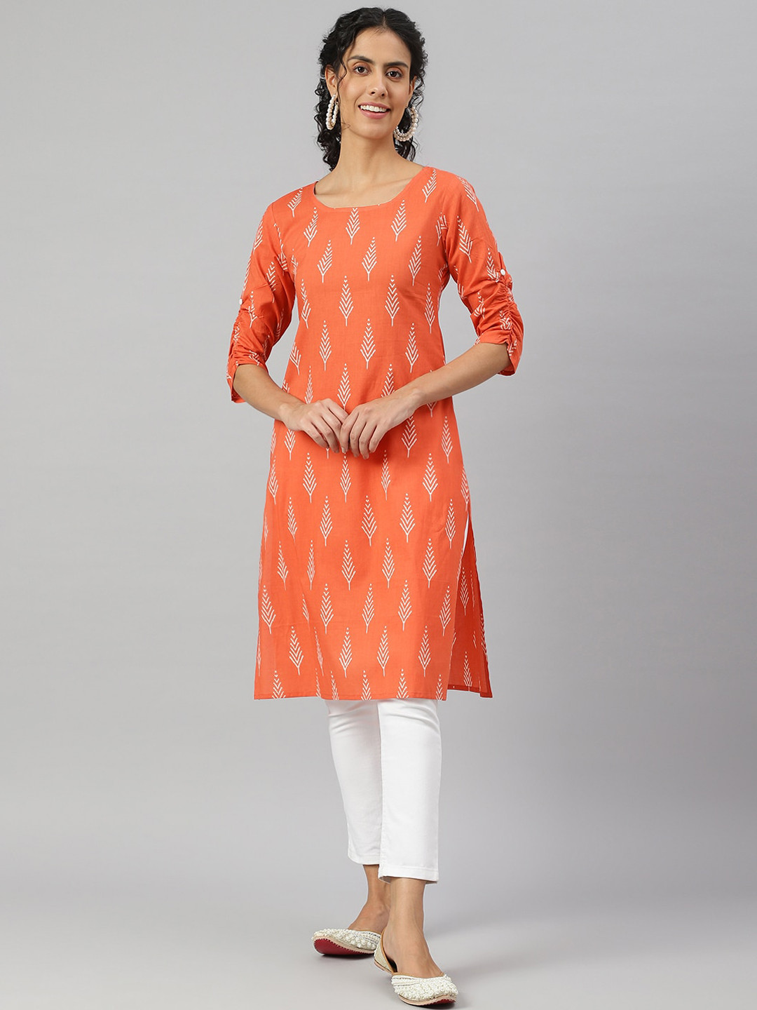 

METRO-FASHION Women Ethnic Motifs Indie Prints Kurta, Orange