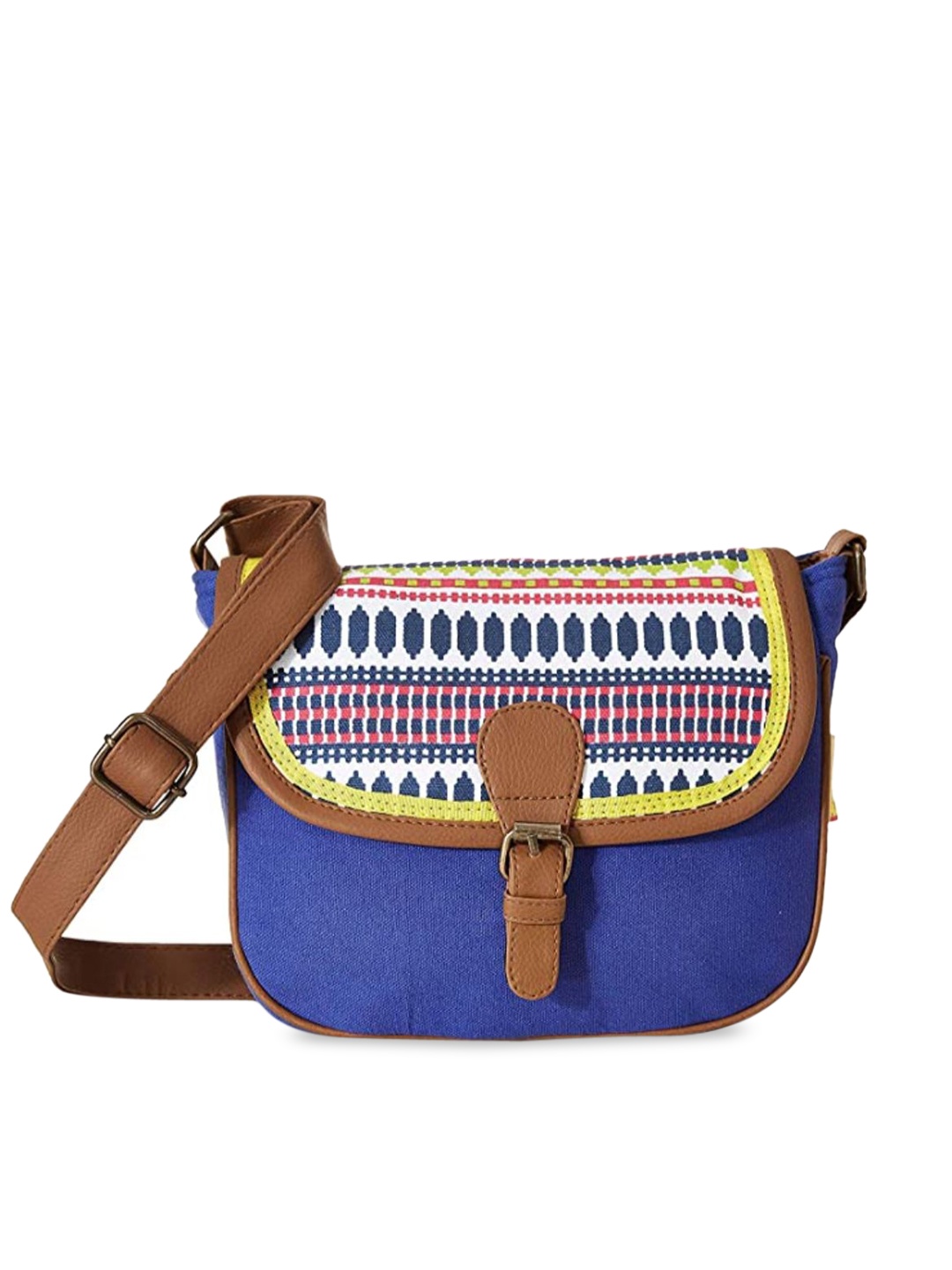 

Kanvas Katha Geometric Printed Structured Sling Bag, Blue