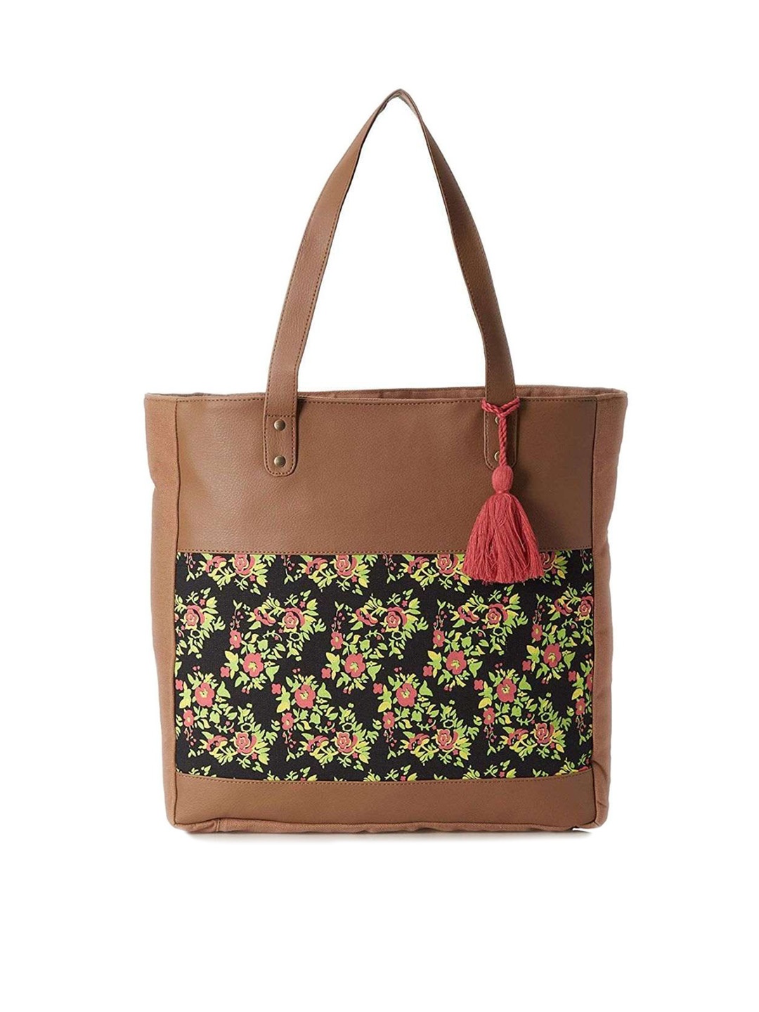 

Kanvas Katha Women Floral Printed Tote Bag, Brown