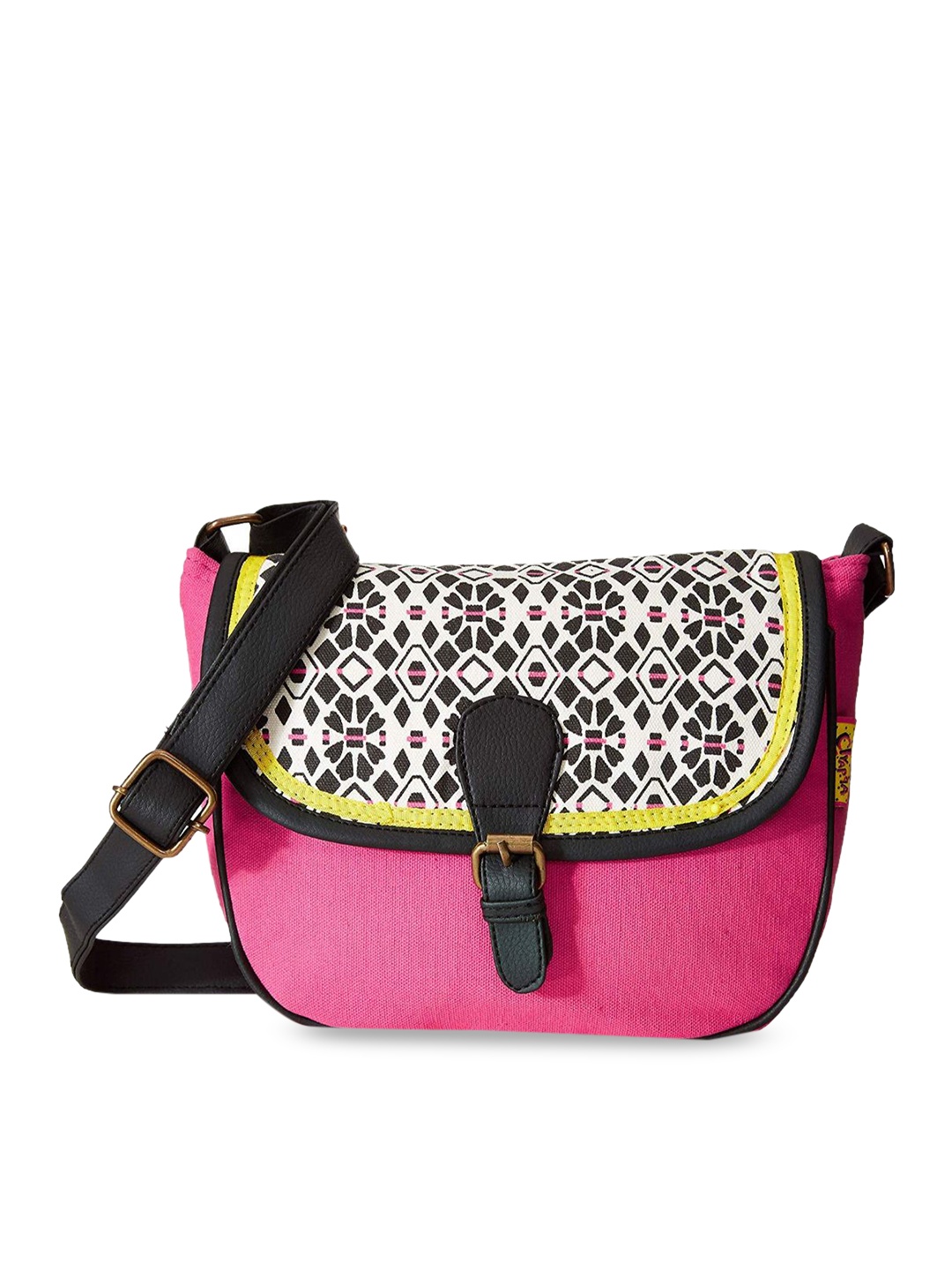 

Kanvas Katha Printed Structured Canvas Sling Bag, Pink