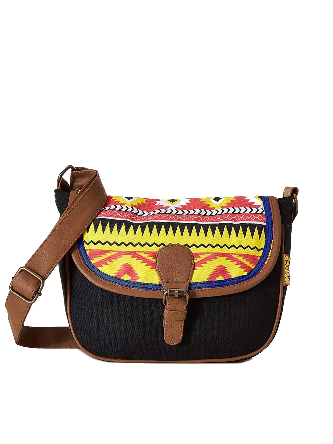

Kanvas Katha Geometric Printed Structured Sling Bag, Multi