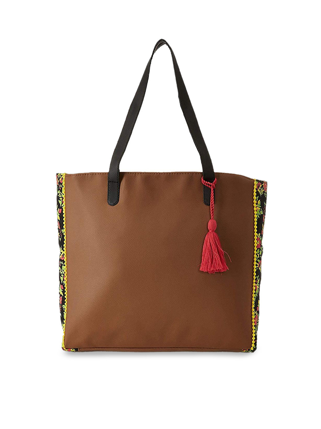 

Kanvas Katha PU Oversized Structured Shoulder Bag with Tasselled, Multi