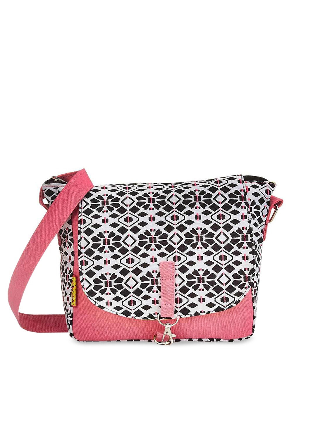 

Kanvas Katha Multicoloured Printed Structured Sling Bag with Bow Detail, Multi