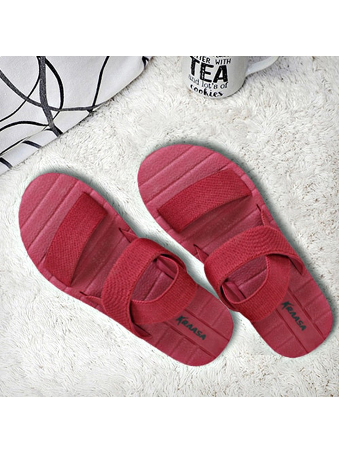 

KRAASA Men Canvas Comfort Sandals, Maroon