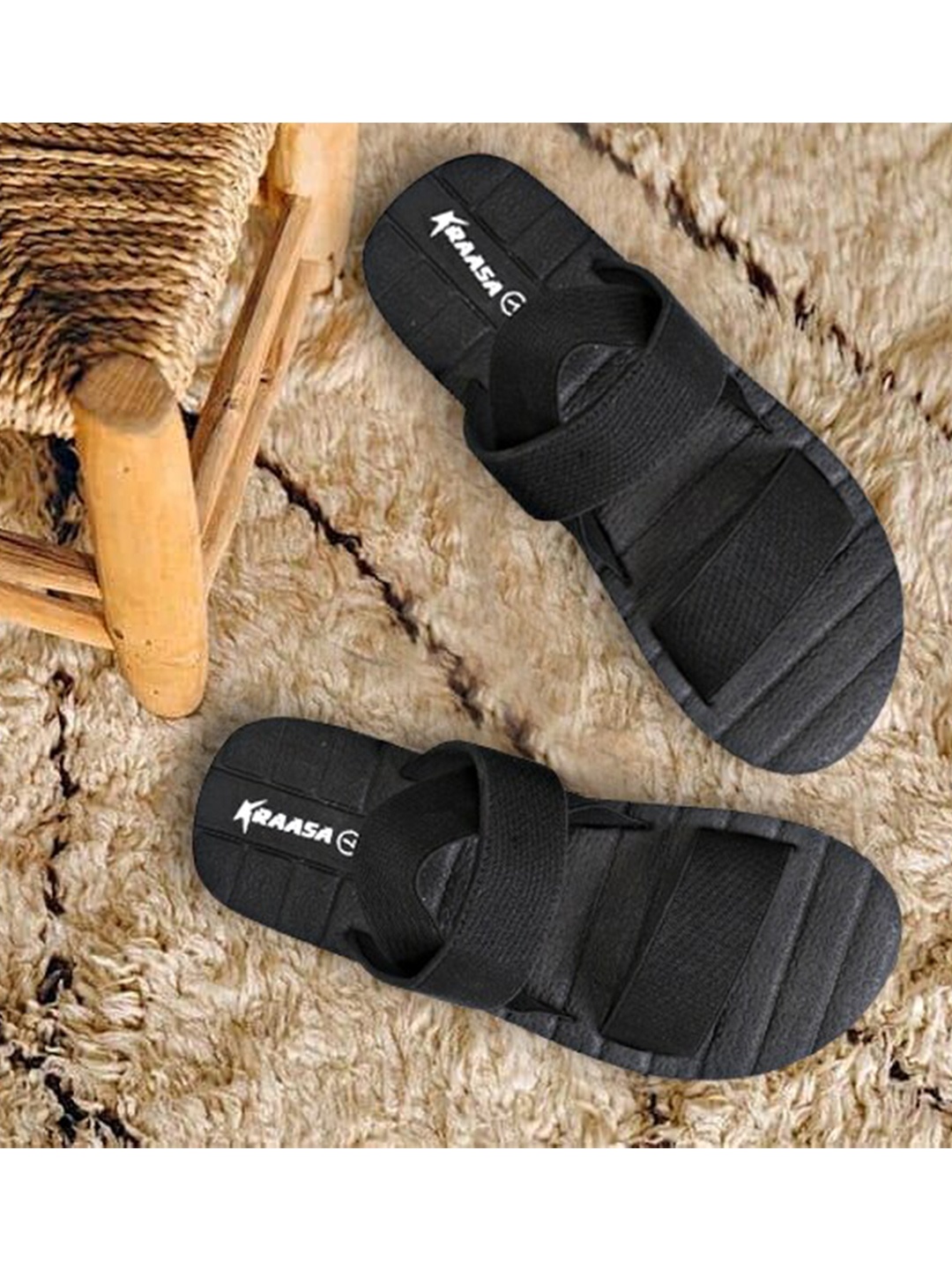 

KRAASA Men Canvas Comfort Sandals, Black