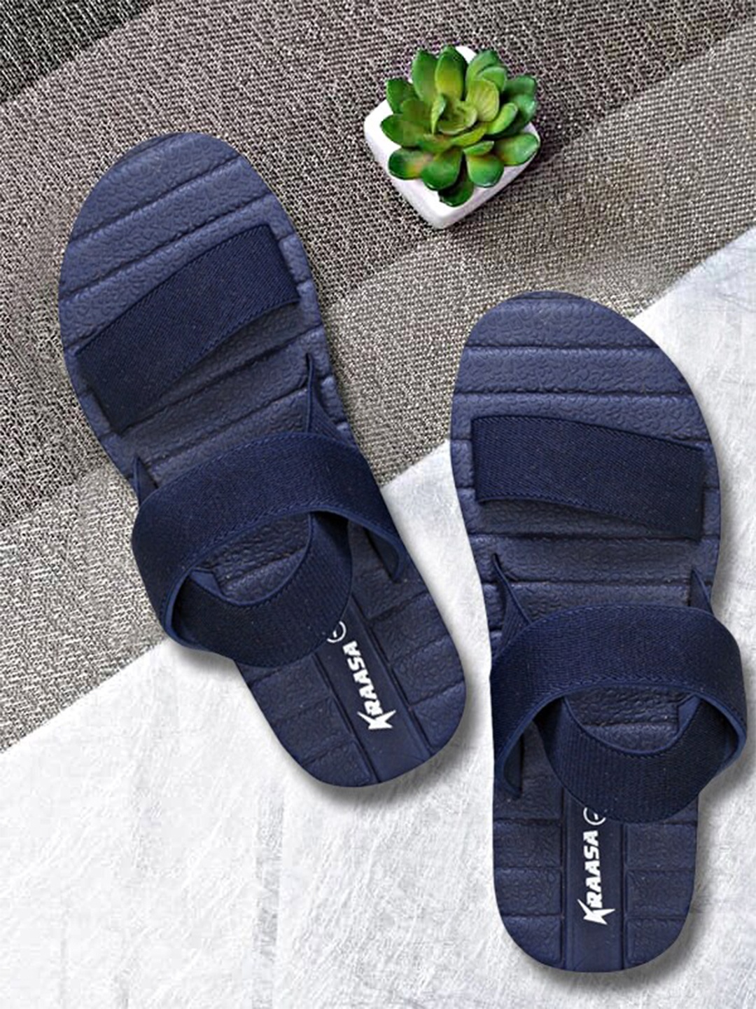 

KRAASA Men Canvas Comfort Sandals, Navy blue