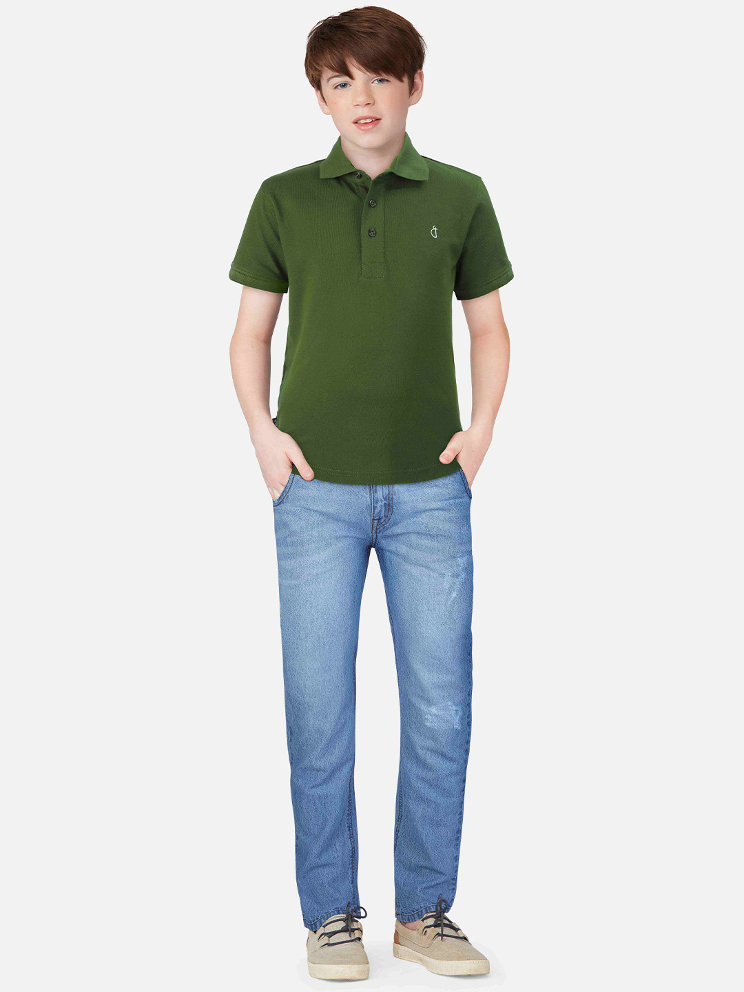 

Gini and Jony Boys Polo Collar Pure Cotton T-shirt, Green