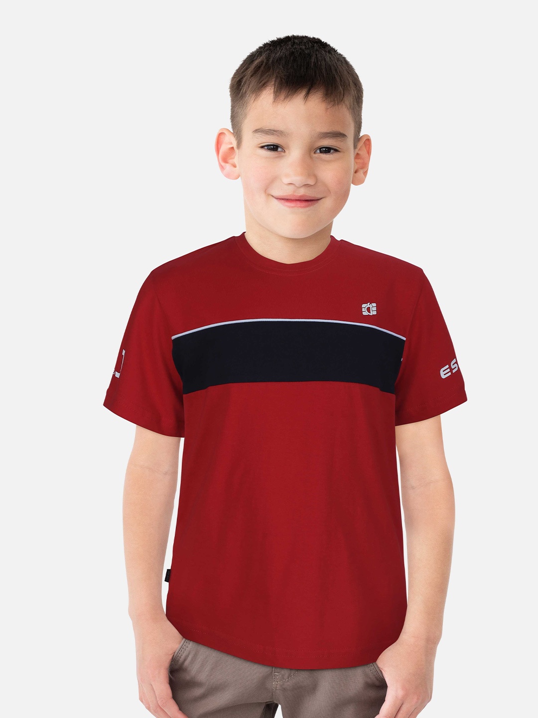 

Gini and Jony Boys Colourblocked Cotton T-shirt, Red