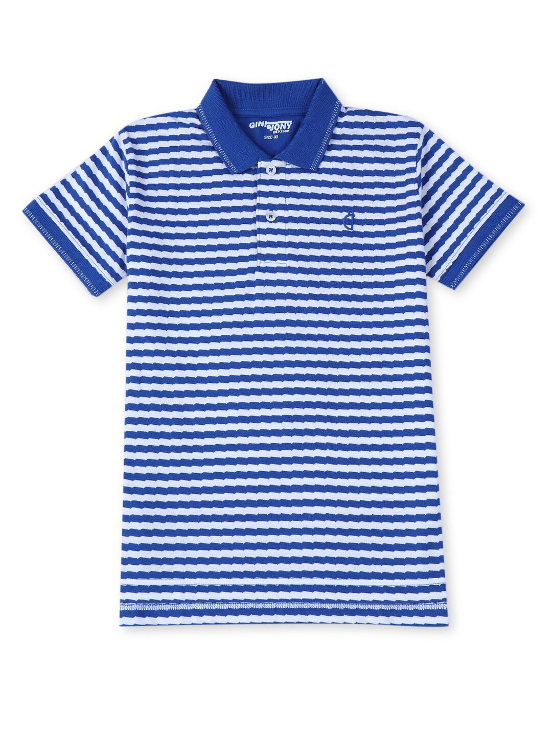 

Gini and Jony Boys Striped Pure Cotton T-shirt, Blue