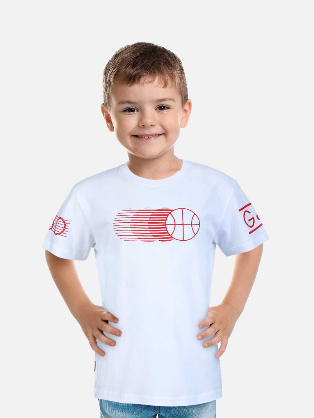 

Gini and Jony Boys Graphic Printed Cotton T-shirt, White