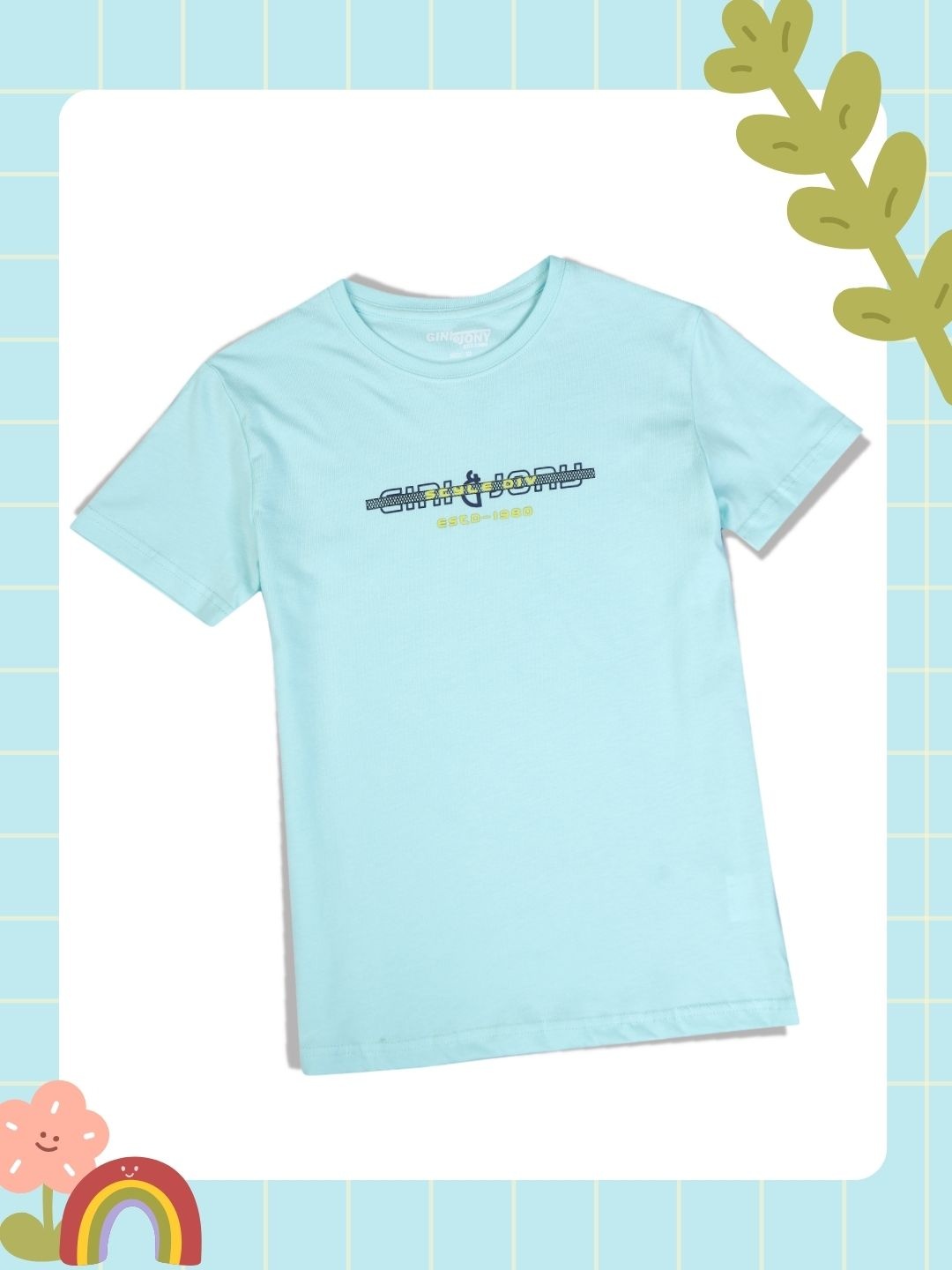 

Gini and Jony Boys Round Neck Cotton T-shirt, Blue