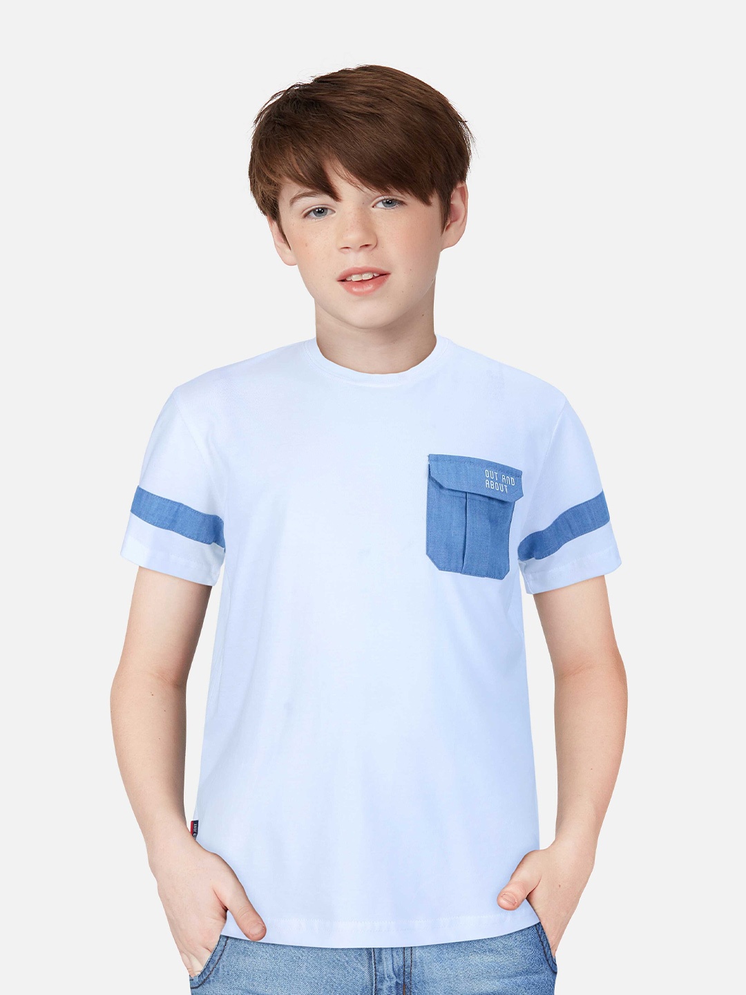 

Gini and Jony Boys Round Neck Cotton T-shirt, White