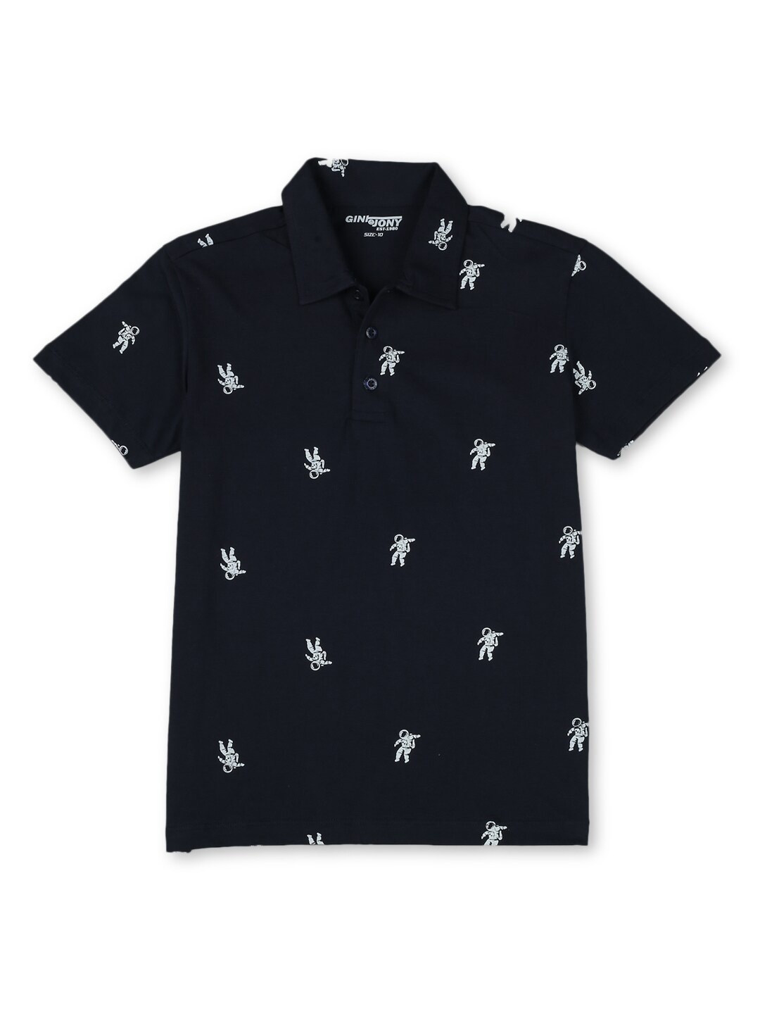 

Gini and Jony Boys Printed Polo Collar Pure Cotton T-shirt, Navy blue