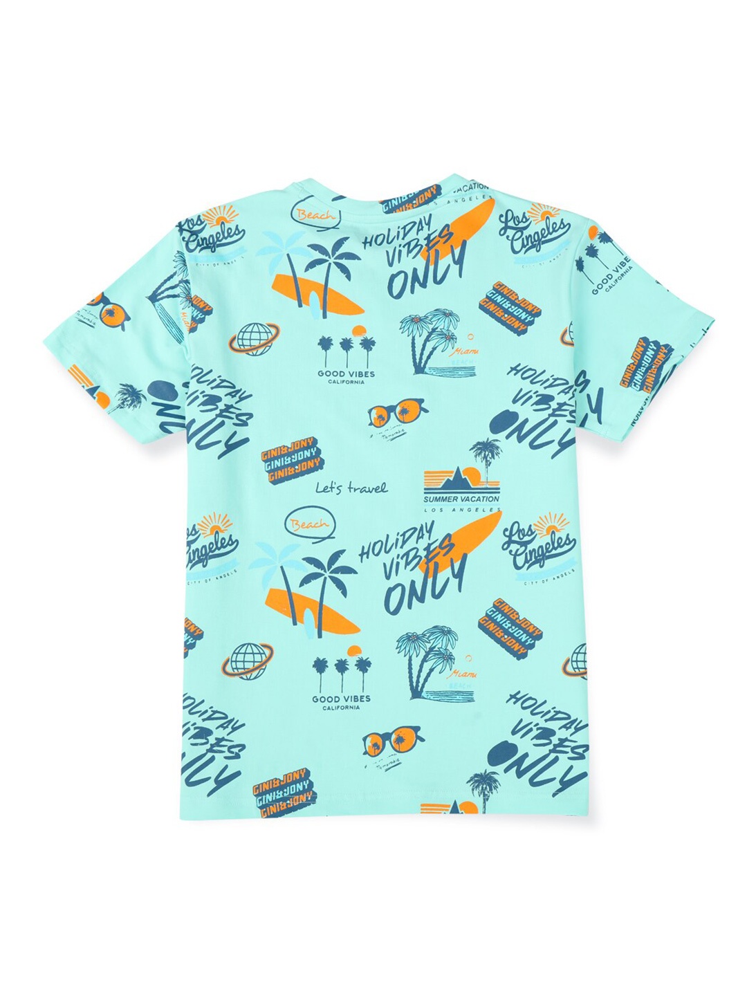 

Gini and Jony Boys Printed Cotton T-shirt, Blue