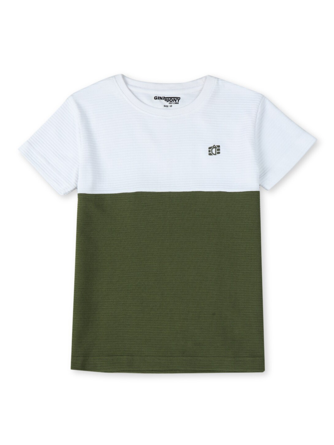 

Gini and Jony Boys Colourblocked Cotton T-shirt, Olive