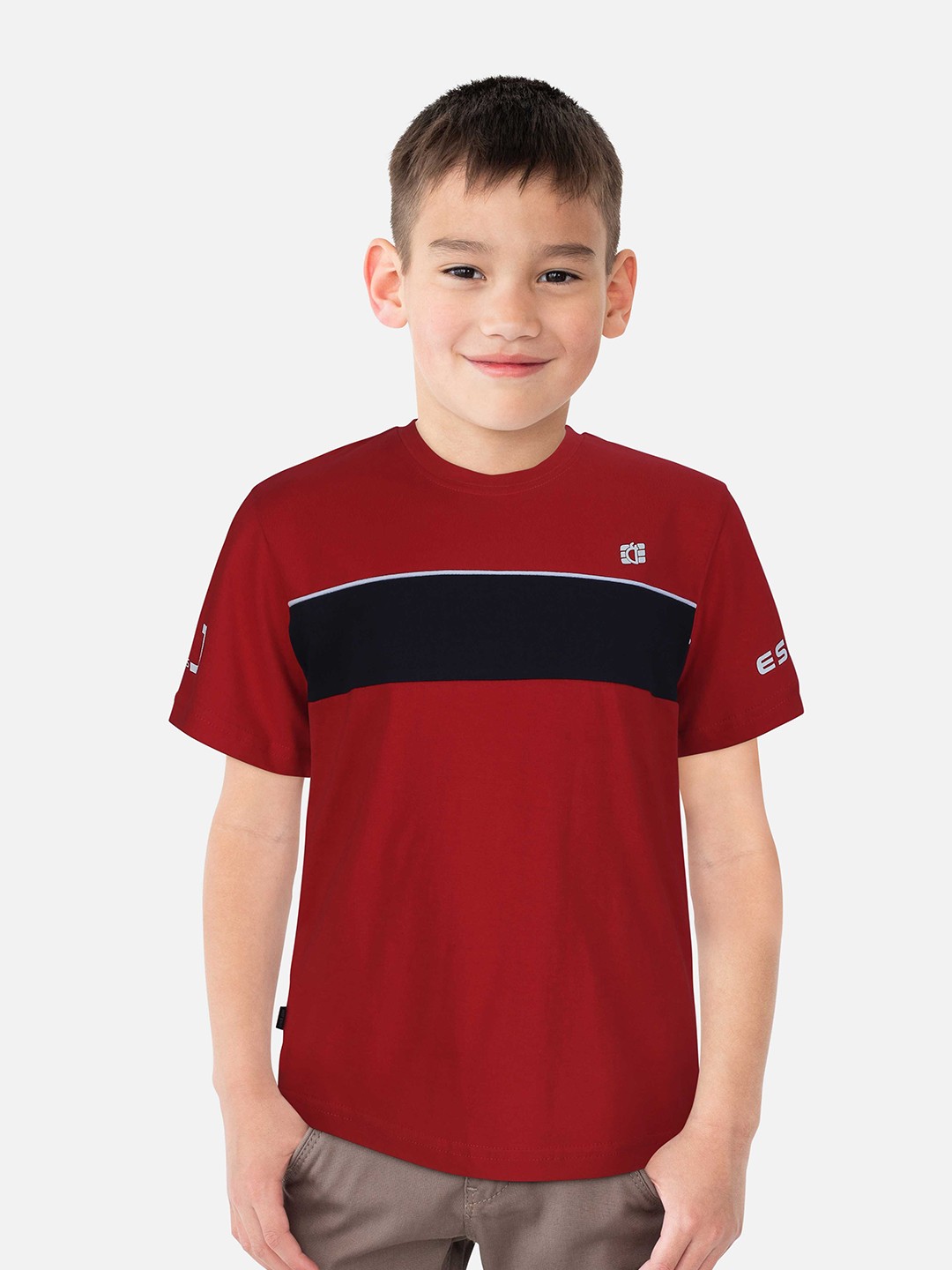 

Gini and Jony Boys Colourblocked Cotton T-shirt, Red