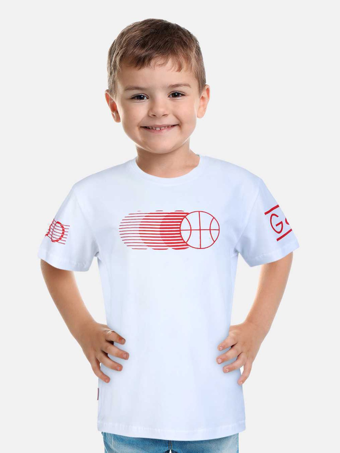 

Gini and Jony Kids Boys Cotton Graphic Printed T-shirt, White