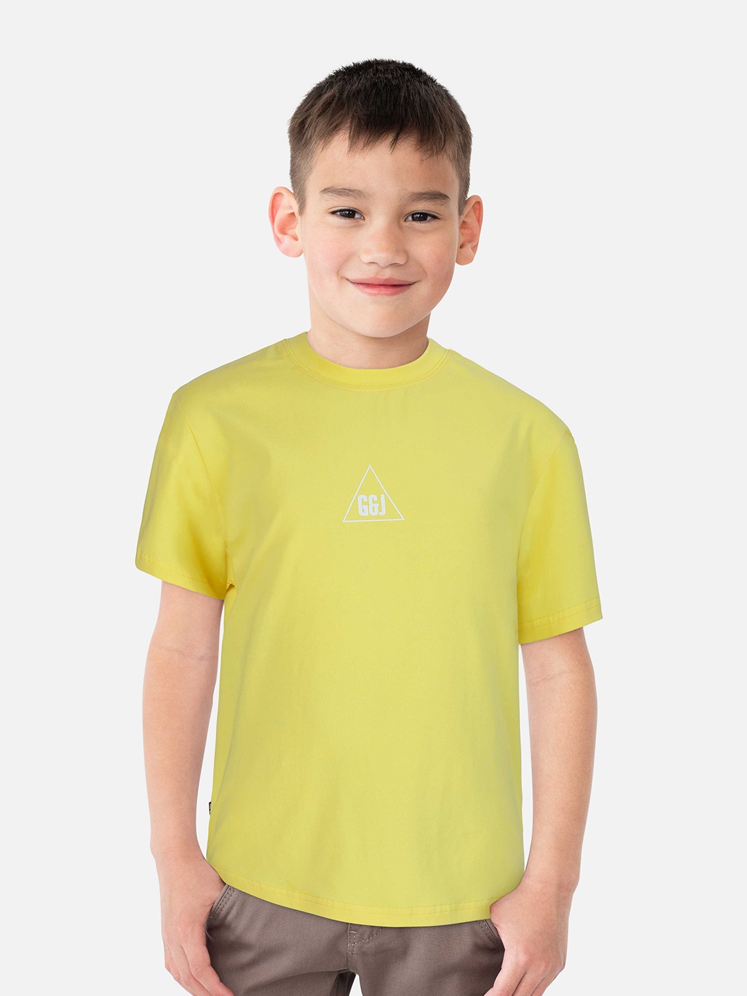 

Gini and Jony Boys Round Neck Cotton T-shirt, Yellow