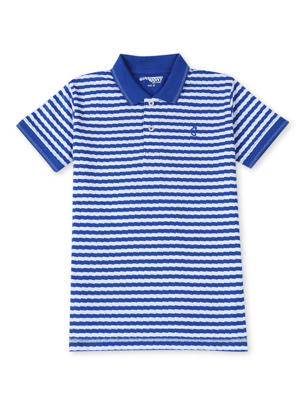 

Gini and Jony Boys Striped Polo Collar Pure Cotton T-shirt, Blue