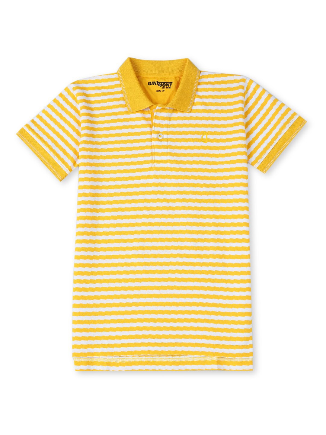 

Gini and Jony Boys Striped Polo Collar Pure Cotton T-shirt, Yellow