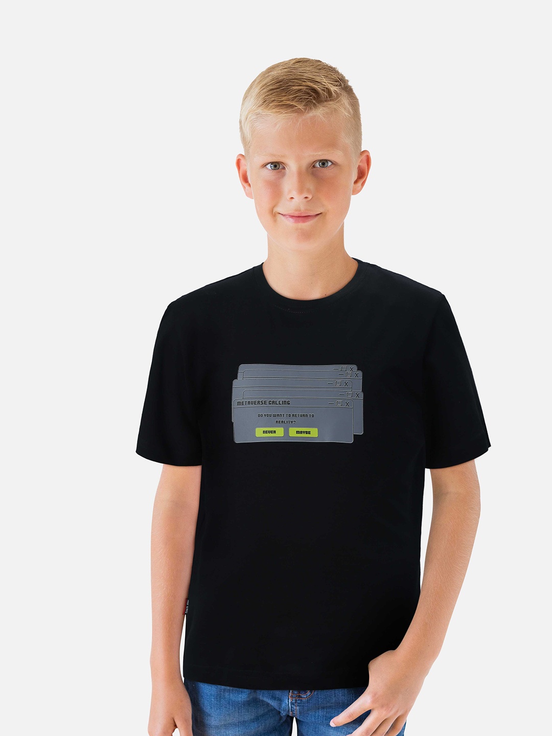 

Gini and Jony Boys Printed T-shirt, Black