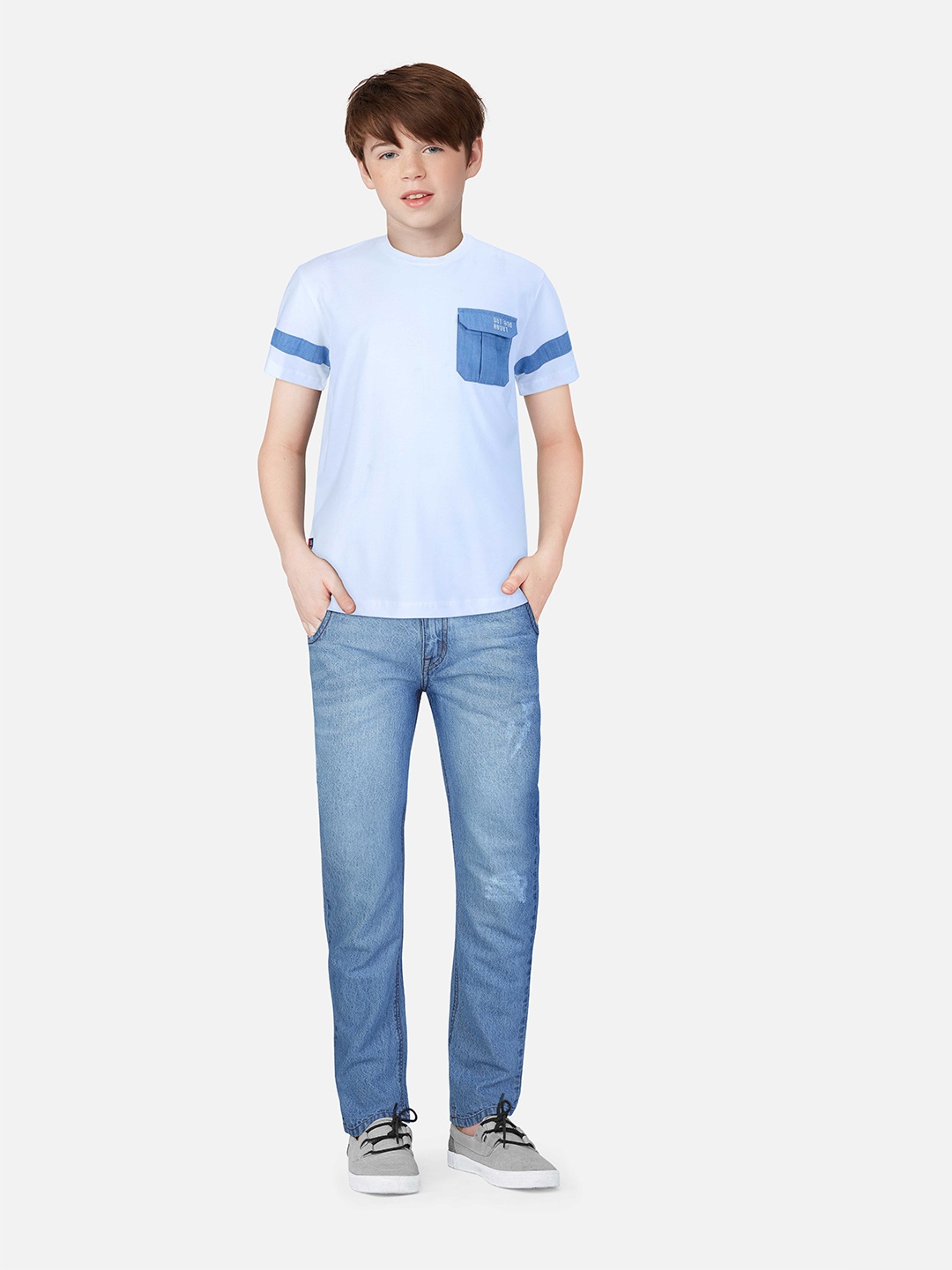 

Gini and Jony Boys Cotton V-Neck T-shirt, White