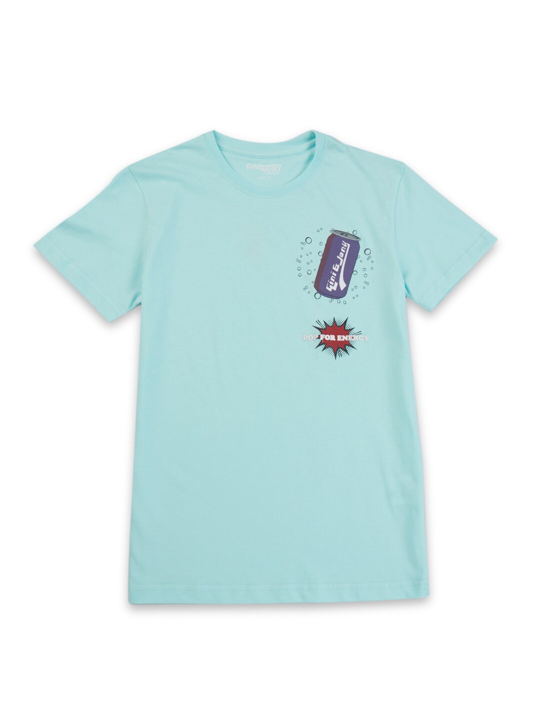 

Gini and Jony Boys Printed Cotton T-shirt, Turquoise blue