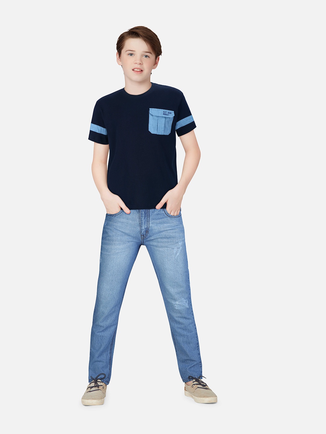 

Gini and Jony Boys Round Neck Cotton T-shirt, Navy blue