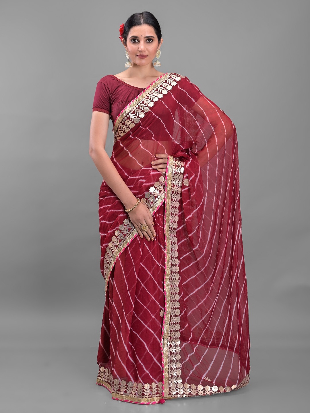 

Apratim Gotta Patti Leheriya Saree, Maroon