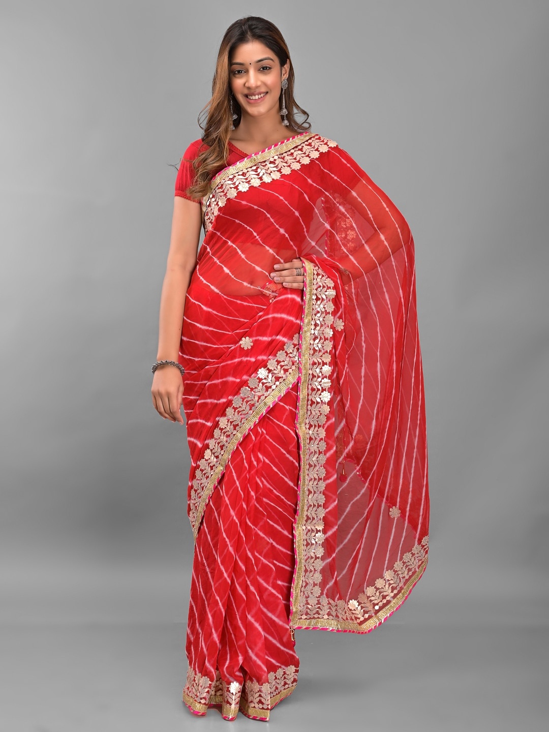 

Apratim Gotta Patti Leheriya Saree, Red