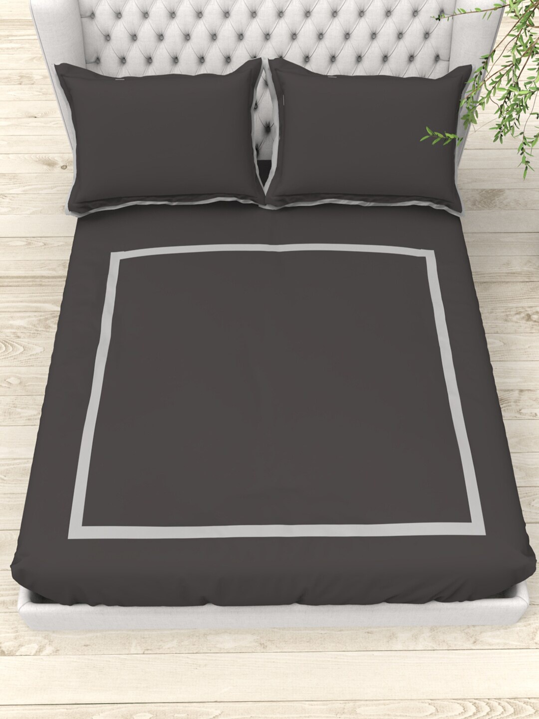 

THE WHITE MOSS Charcoal 300 TC King Bedsheet with 2 Pillow Covers