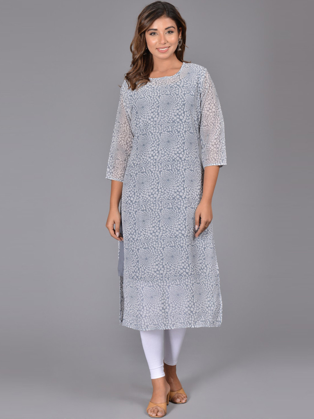 

Bachuu Women Geometric Printed Kurta, Grey