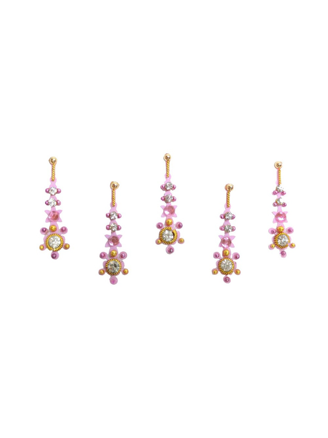 

Comet Busters 5 Pcs Stone Studded Reusable Bindi - Pink