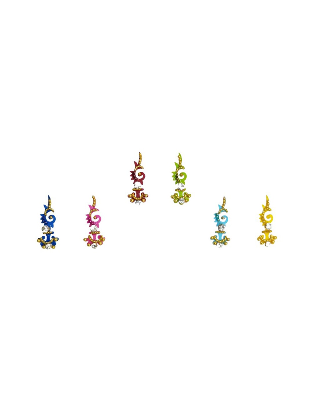 

Comet Busters 6 Pcs Stone Studded Reusable Bindi - Multicolor, Multi