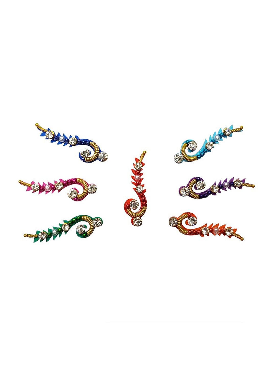 

Comet Busters 7 Pcs Embellished Reusable Designer Bindis - Multicoloured, Multi