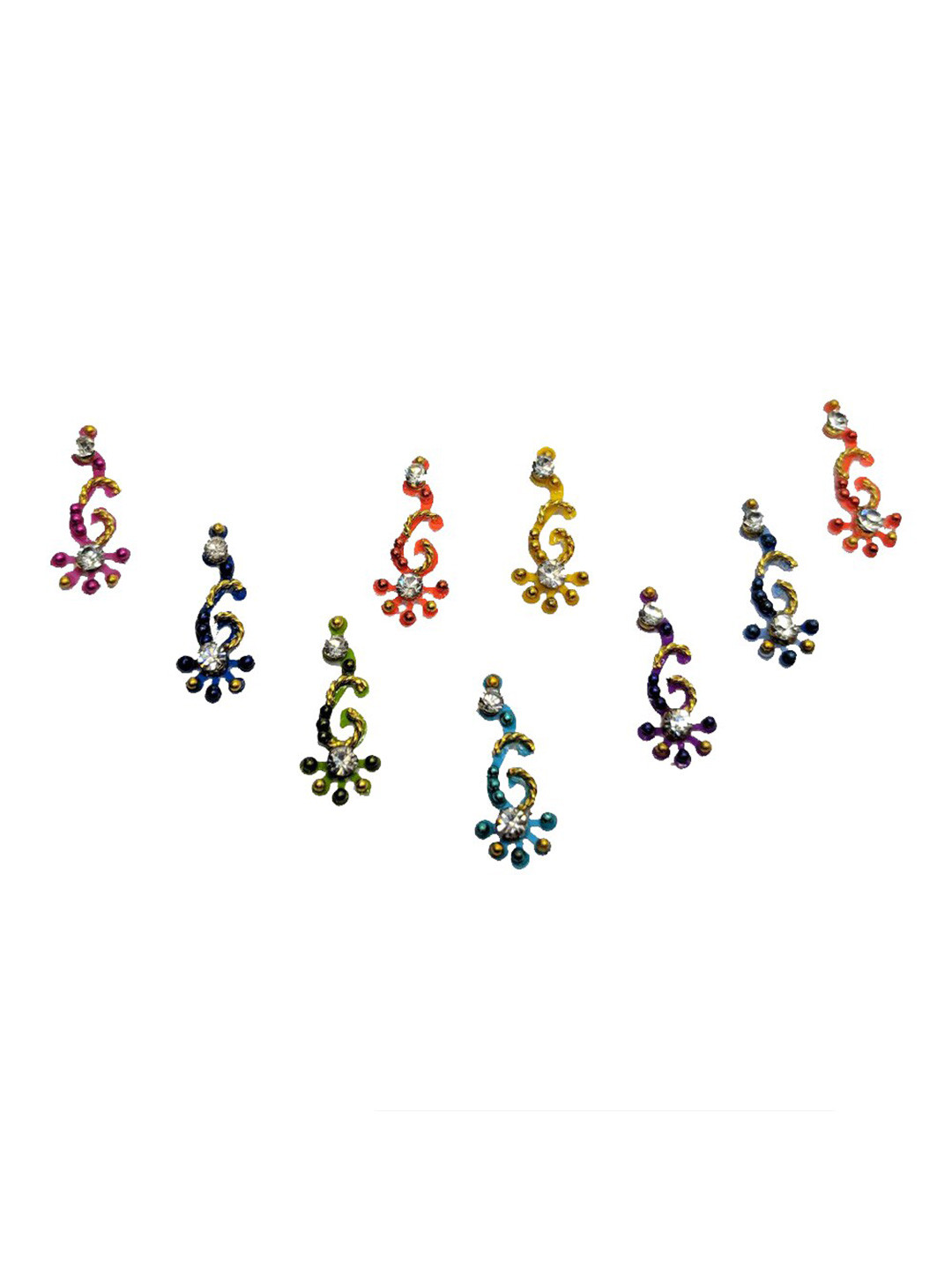 

Comet Busters 9 Pcs Embellished Reusable Designer Bindis - Multicoloured, Multi