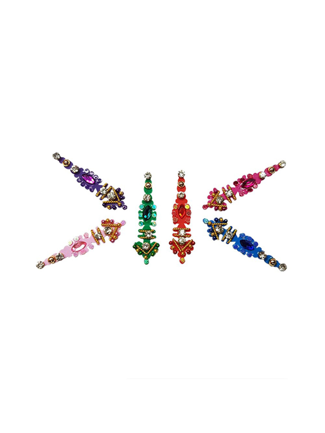 

Comet Busters 6 Pcs Embellished Reusable Designer Bindis - Multicoloured, Multi