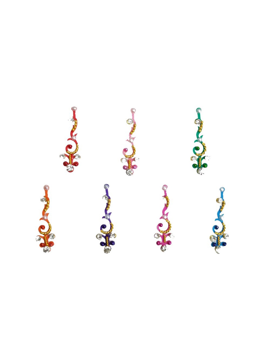 

Comet Busters 7 Pcs Embellished Reusable Designer Bindis - Multicoloured, Multi