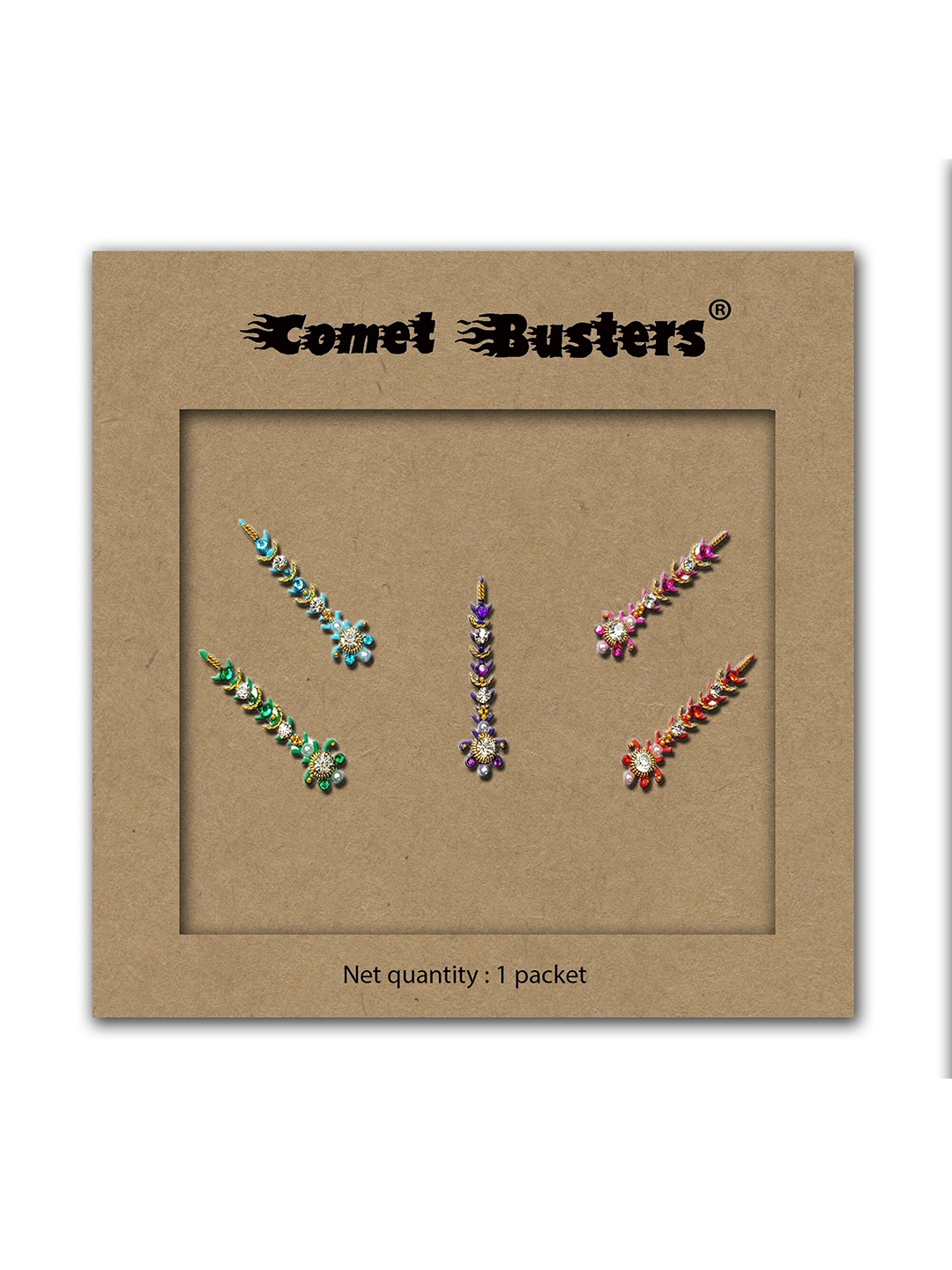 

Comet Busters 5 Pcs Reusable Bindi - Multicolored, Multi
